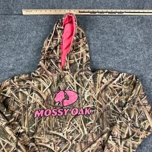 Mossy Oak Hoodie Womens XL Camo Pink Logo Pullover Hunting Outdoor Fleece